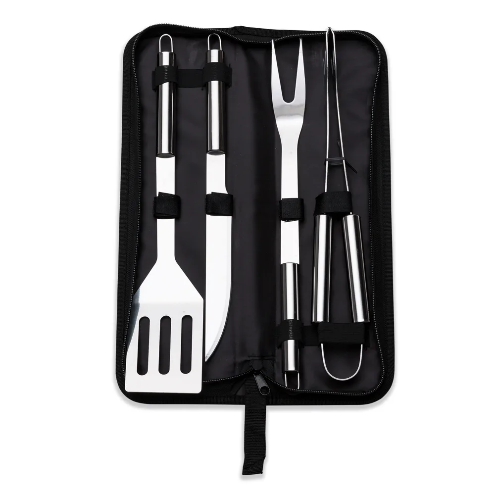 Kit Churrasco 4 Peças Inox c/ Estojo